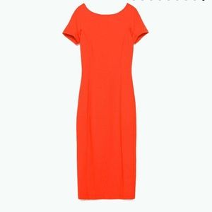Zara bright orange midi dress